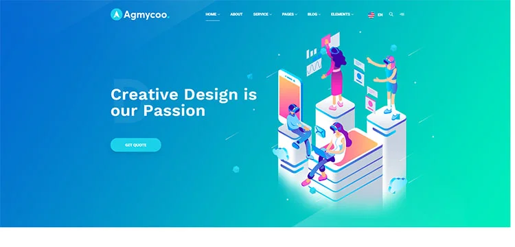 Agmycoo - Tema WordPress per agenzia digitale creativa di avvio isometrico