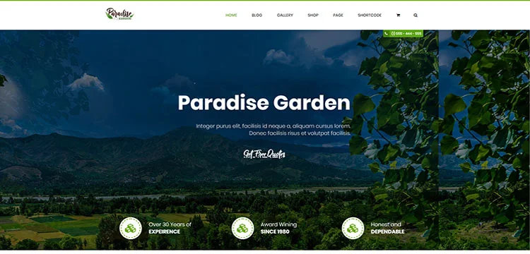 QParadise – Thème WordPress pour le jardinage et l’aménagement paysager