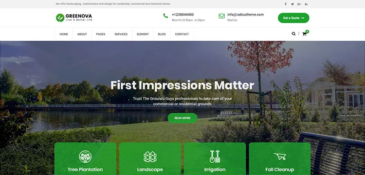 Greenova - ธีม WordPress การทำสวนและภูมิทัศน์