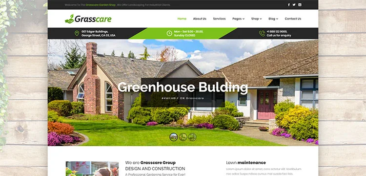 GrassCare – Responsives WordPress-Theme für Gartenarbeit und Rasen