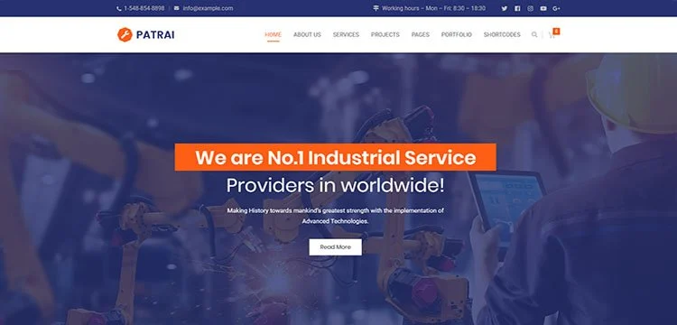 Patrai | Tema WordPress da indústria