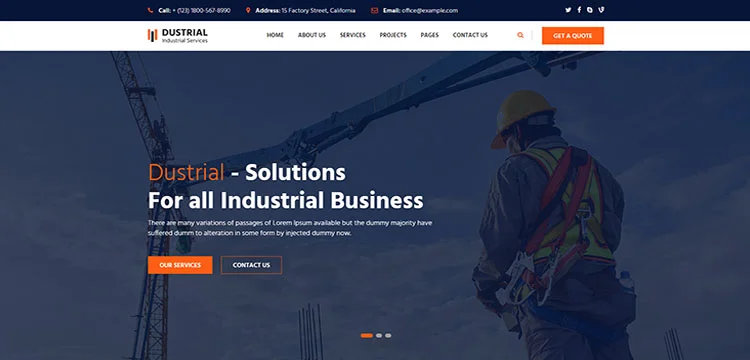 Dustrial - Temă WordPress pentru fabrică și industrială