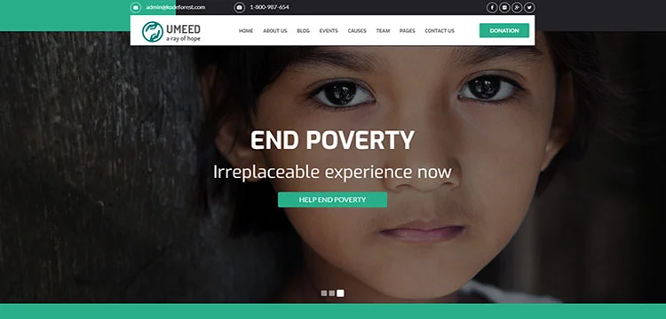 Tema WordPress di beneficenza Umeed per la raccolta fondi