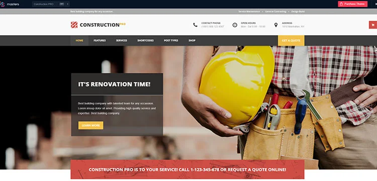 Construction PRO - Tema de WordPress para construcción de servicios de construcción y renovación