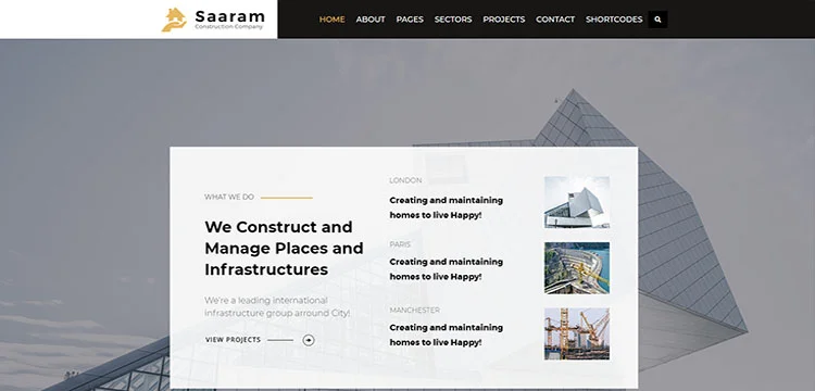 Saaram Construction - Costruttore, tema WordPress per costruzioni