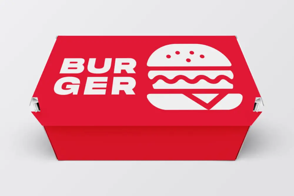 Mockup di pacchetto scatola di hamburger -