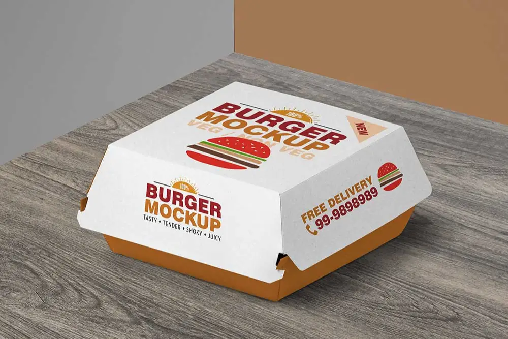 Mockup di scatola di hamburger -