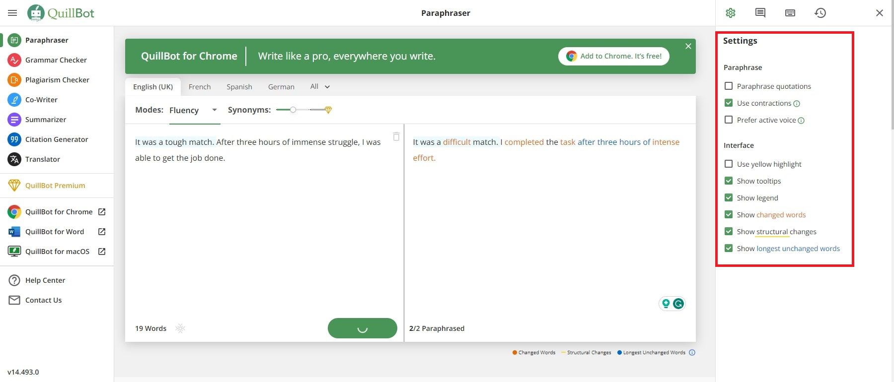 configuración de quillbot ai