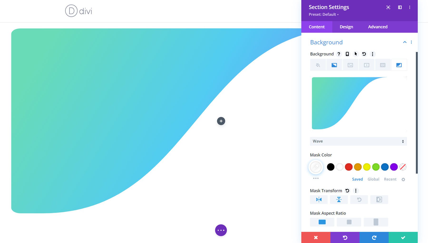 Exemplu Divi Gradient Builder