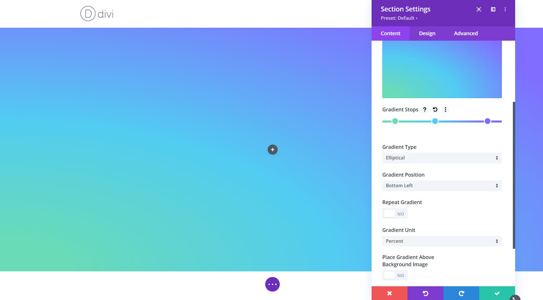 Пример Divi Gradient Builder