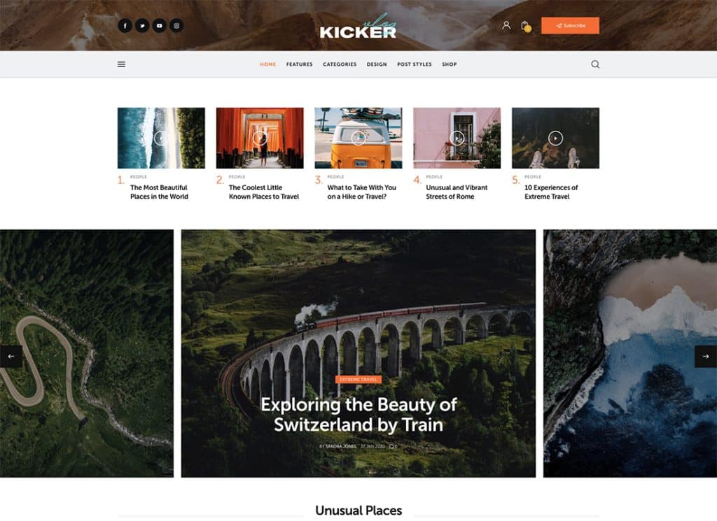 Kicker - ธีม WordPress นิตยสารบล็อกอเนกประสงค์