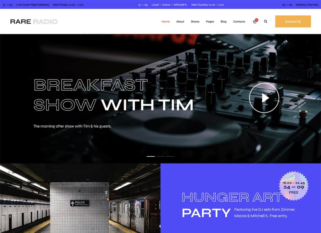 Rare Radio – Thème WordPress pour station de radio et podcast de musique en ligne