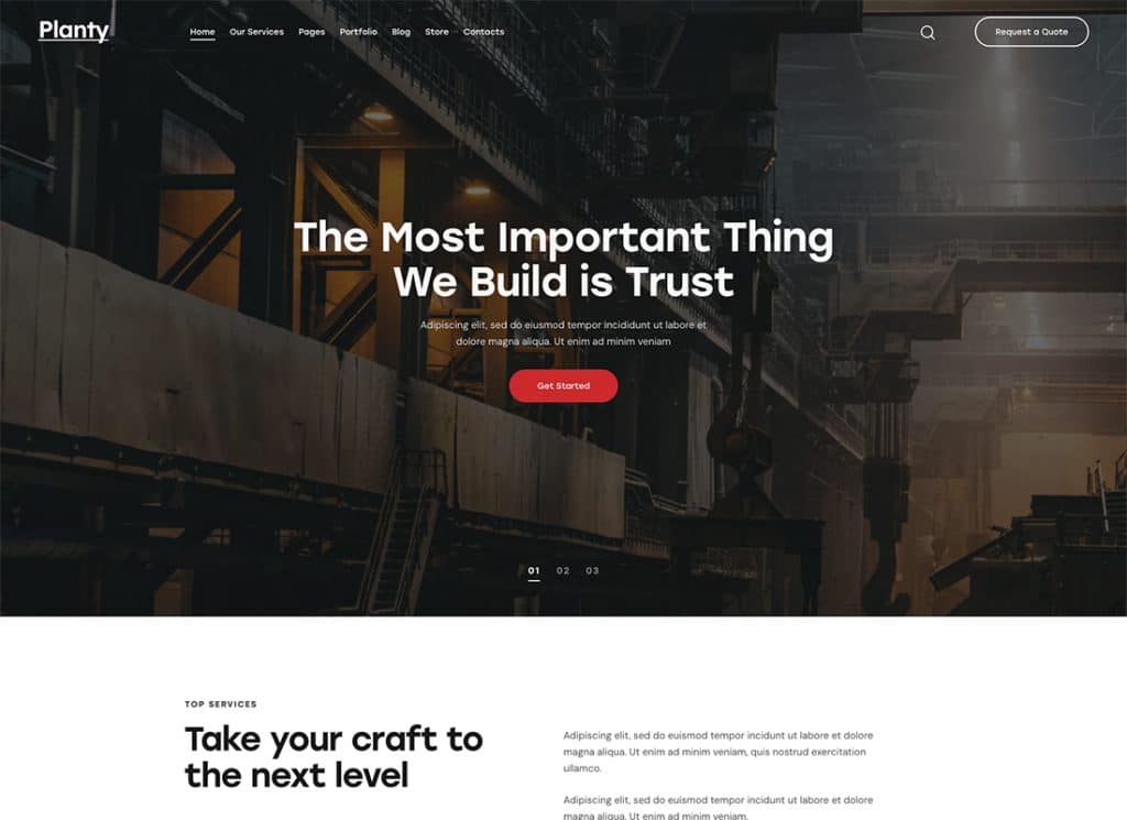 Planty – Thème WordPress pour tissus industriels et usines