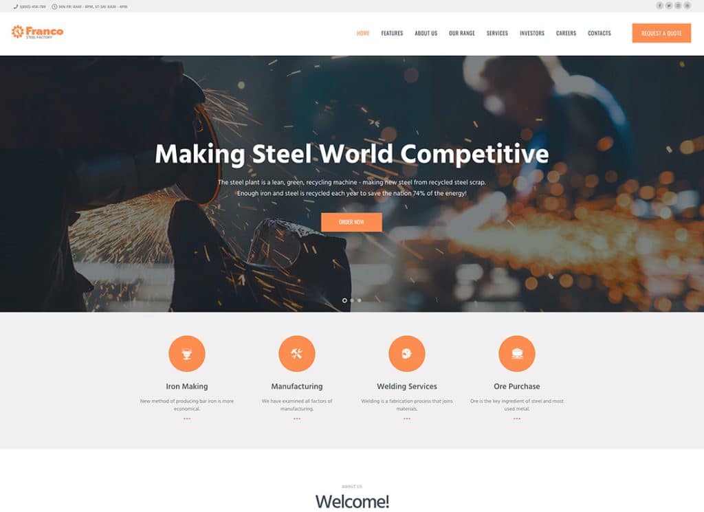 Franco – WordPress-Theme für Stahlfabrik und Industrieanlagenbau