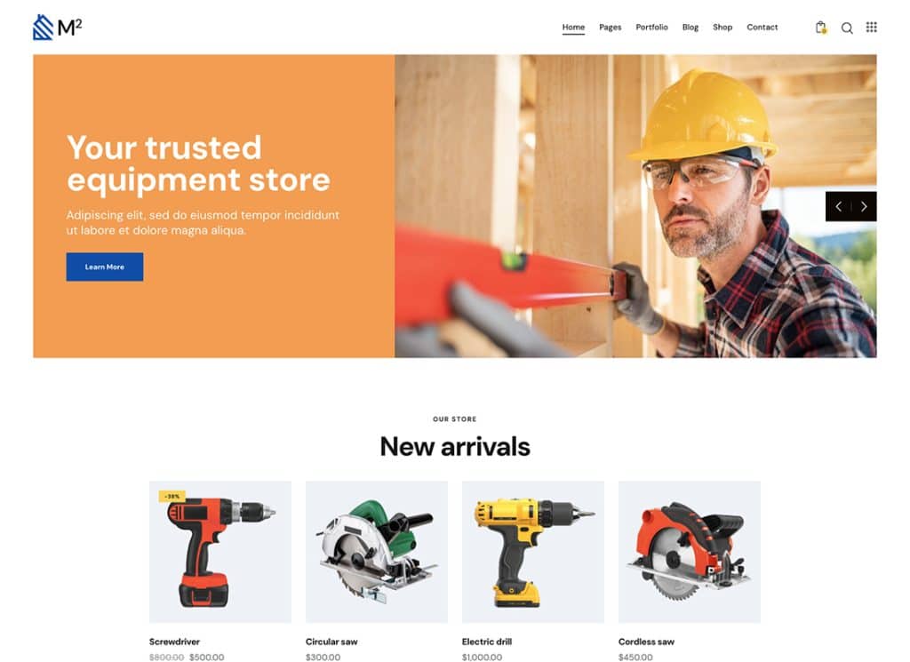 m2 – WordPress-Theme für den Baumaschinen- und Bauwerkzeug-Shop