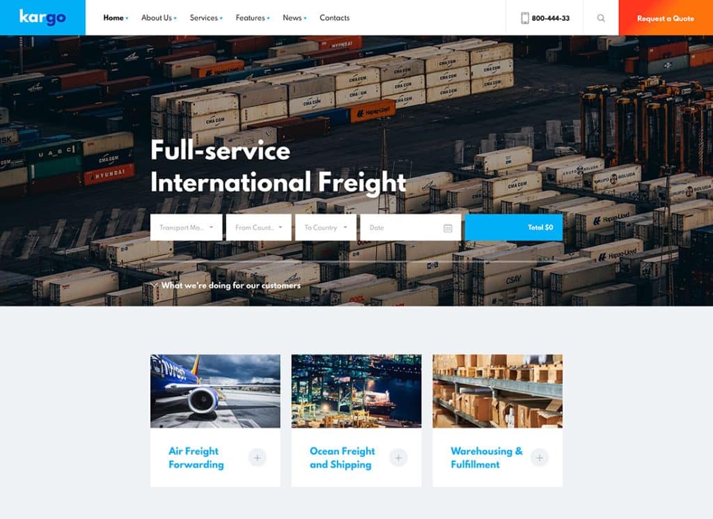 Kargo - Tema WordPress pentru logistică și transport