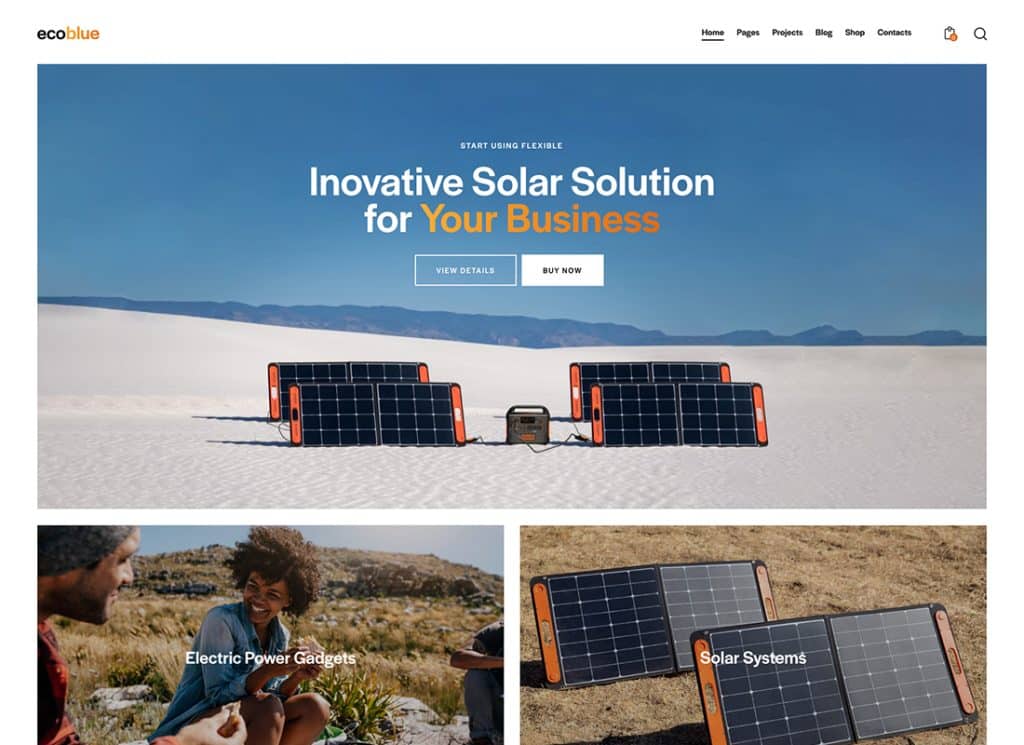 EcoBlue – Thème WordPress pour centrale électrique et kits solaires