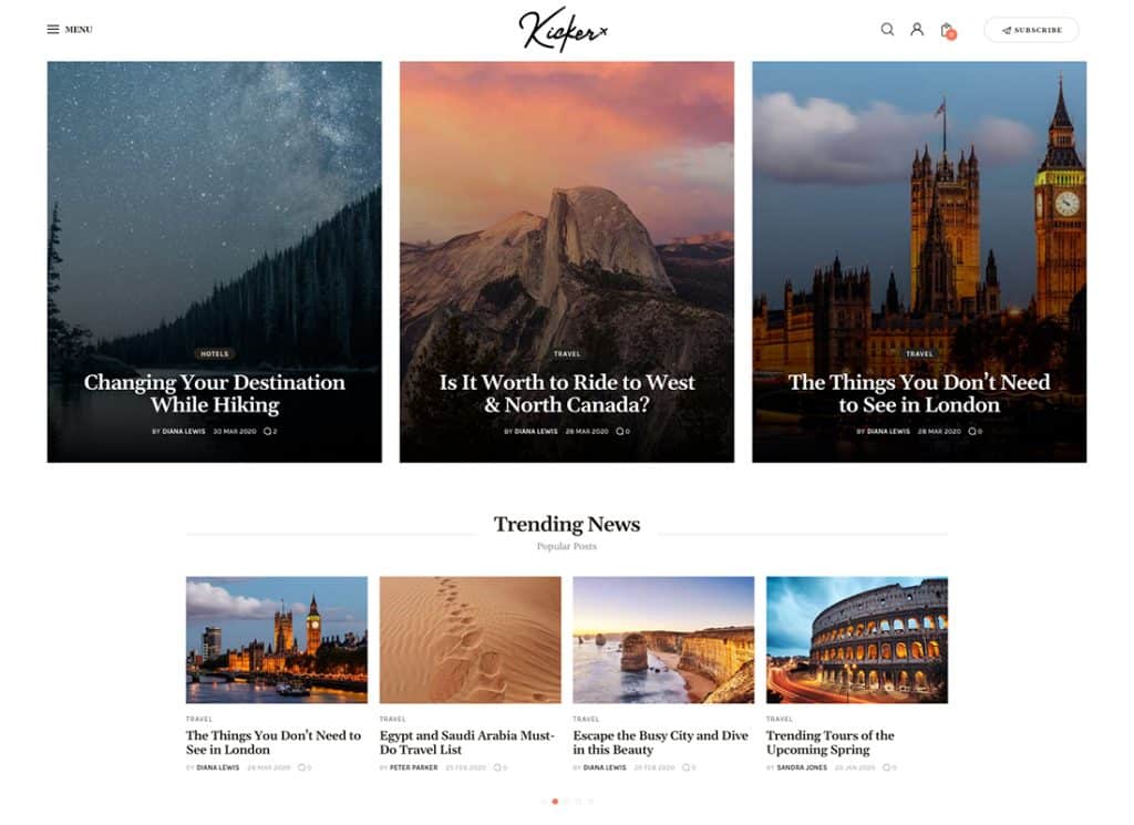 Kicker – Thème WordPress polyvalent pour blog et magazine