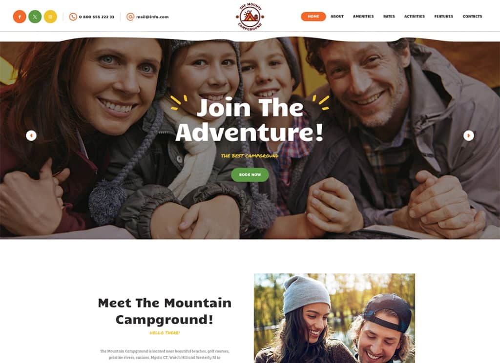 The Mounty - Tema de WordPress para campamentos de senderismo y campamentos para niños