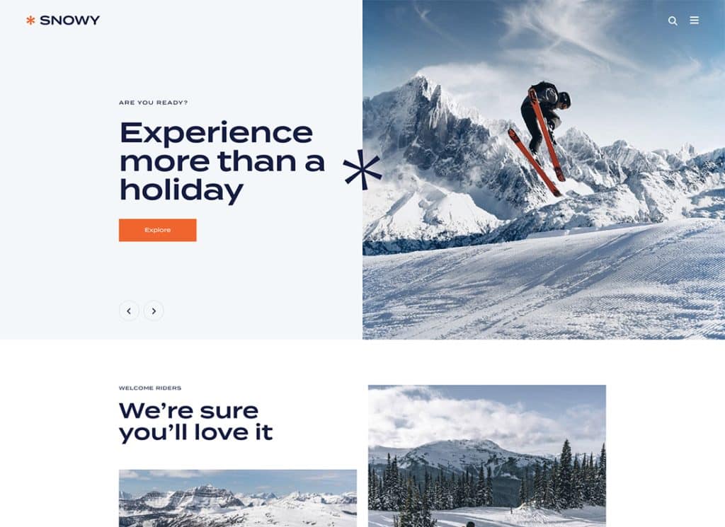 Snowy - Tema de WordPress para estaciones de esquí y snowboard