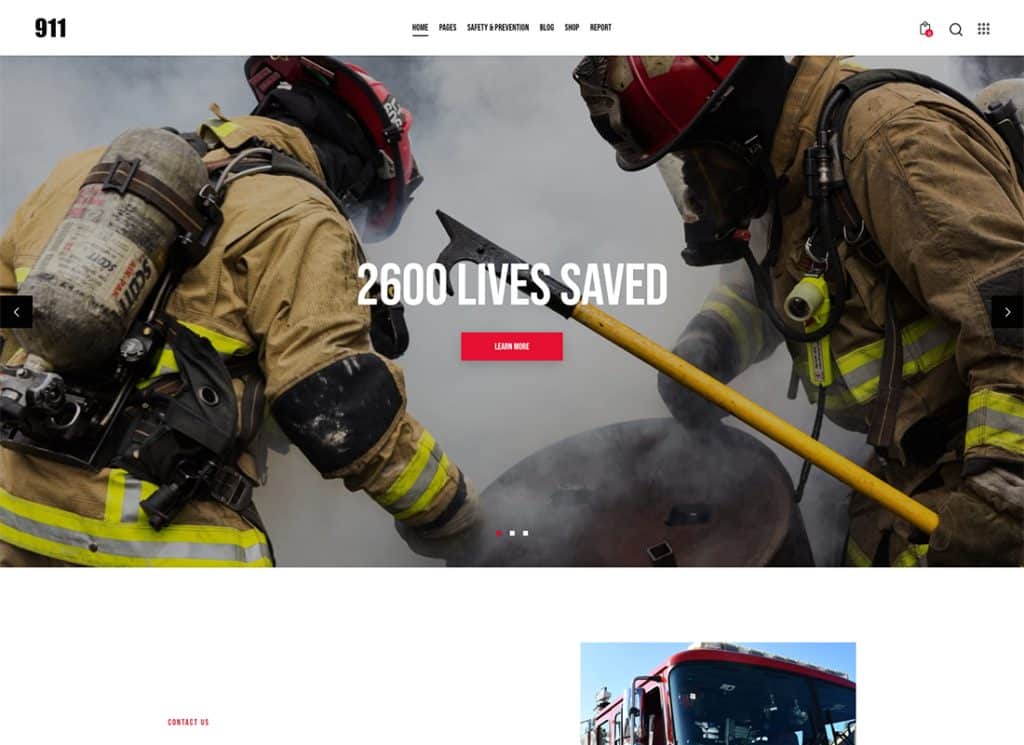 911 – Thème WordPress pour commissariat de police et service d'incendie