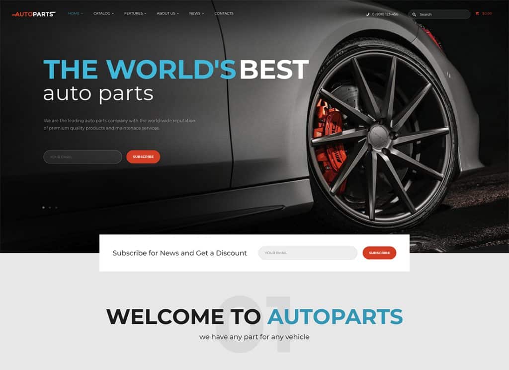 Thème WordPress pour magasin de pièces automobiles et services automobiles