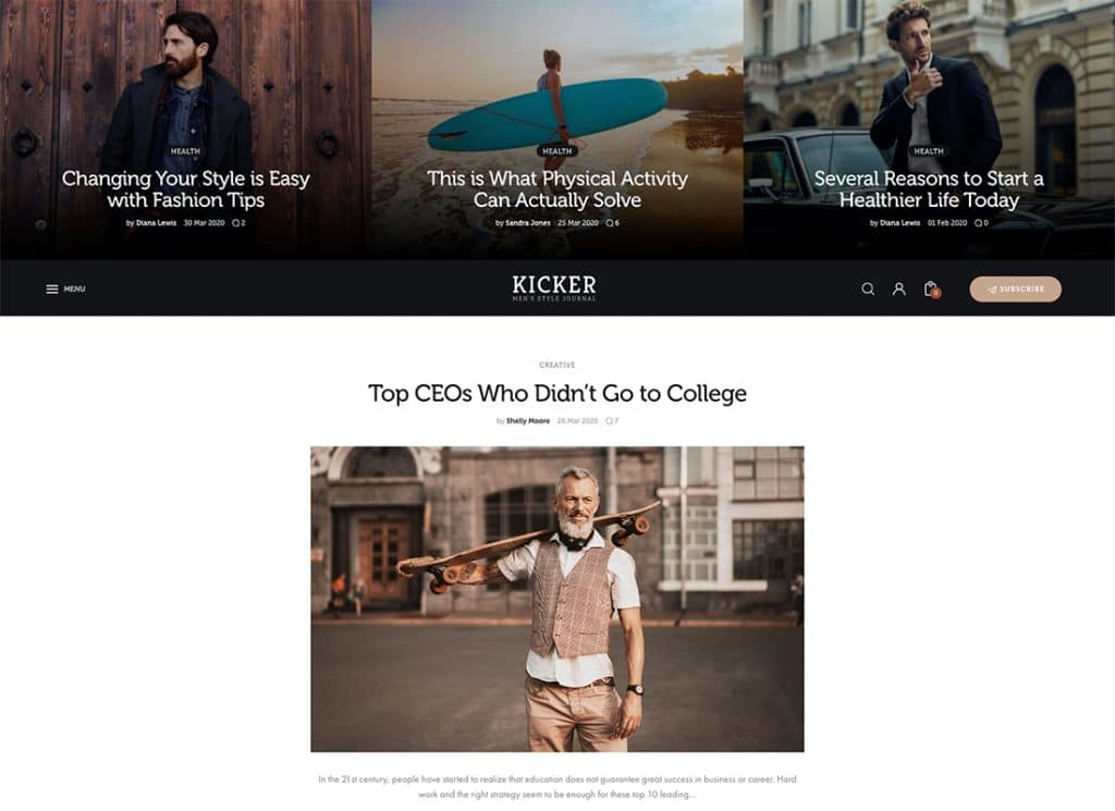 Kicker – Thème WordPress polyvalent pour blog et magazine