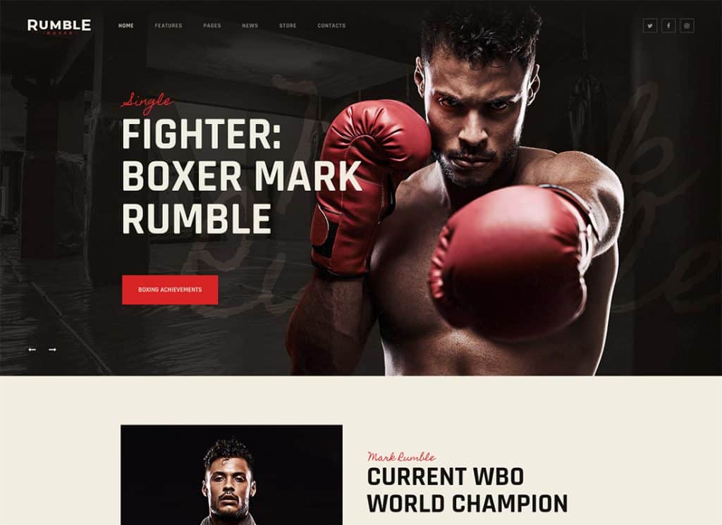 Rumble – Thème WordPress pour les combats de boxe et d’arts martiaux mixtes