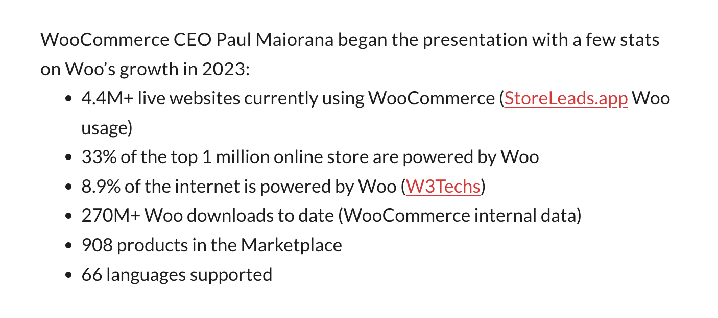 إحصائيات WooCommerce من Pail Maiorana، الرئيس التنفيذي لشركة Woo.