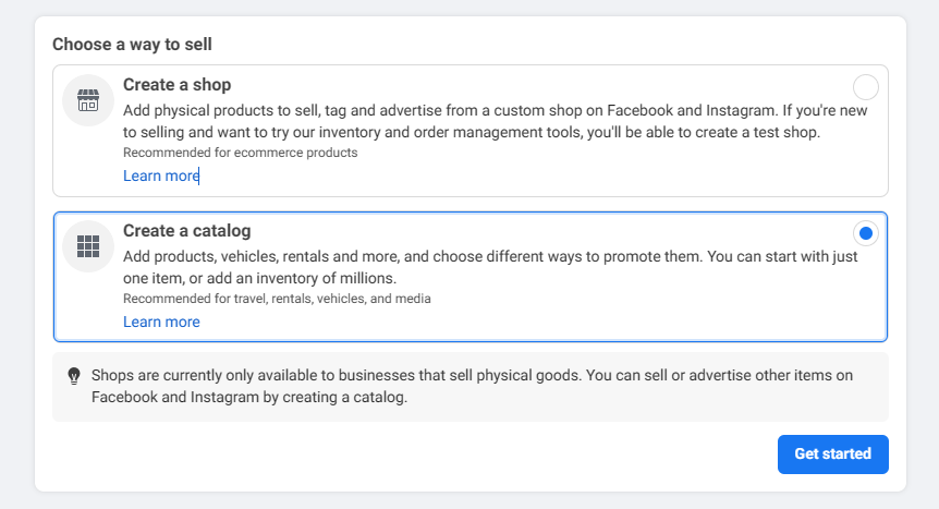 Crea un catalogo su FaceBook eCommerce Manager