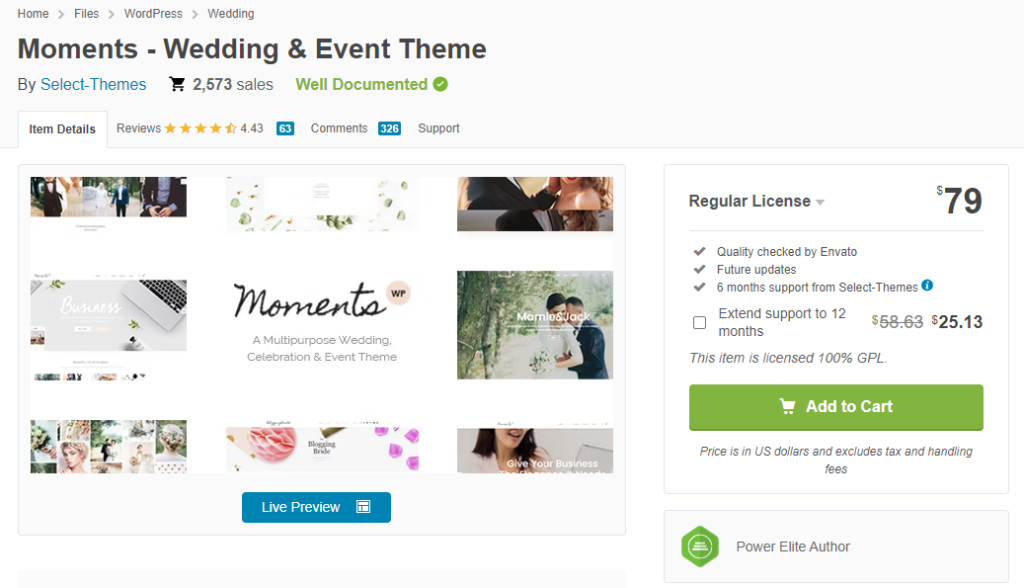 Tema WordPress Moments: temi WordPress per matrimoni