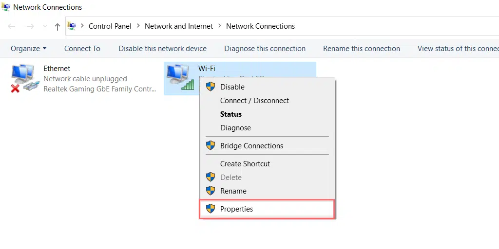 Network Connection Properties