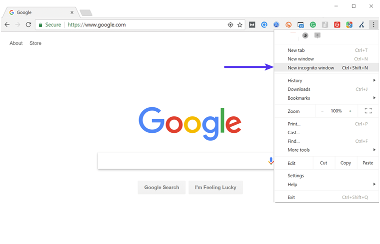 Google Chrome Incognito mode