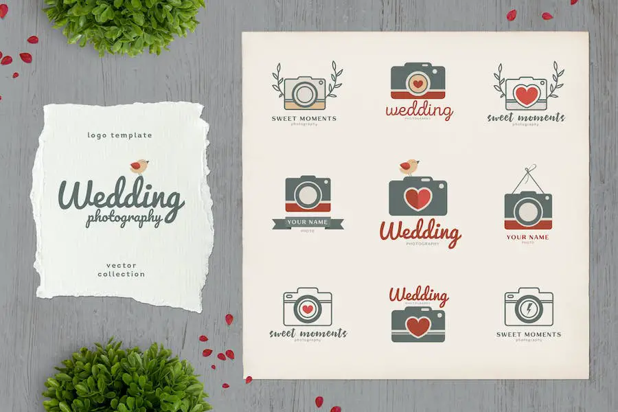 Plantilla de logotipo de fotografía de bodas -