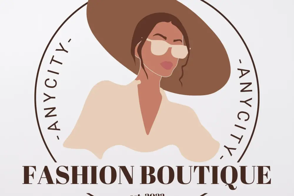 Logotipo de círculo de ilustración de moda elegante marrón beige para tienda -