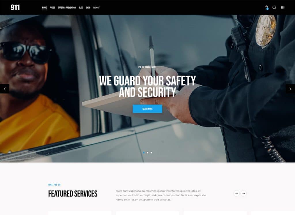 911 – Thème WordPress pour commissariat de police et service d'incendie