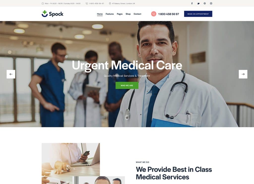 Spock - Thème WordPress multi-skin Medical Elementor