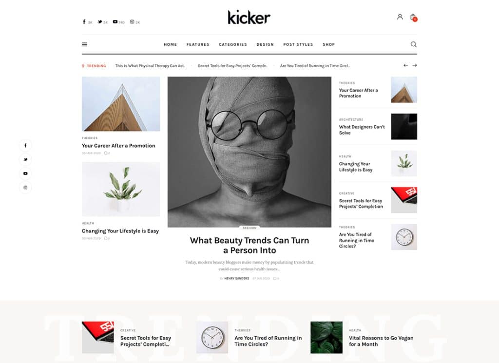 Kicker - Temă WordPress pentru reviste de blog multifuncțional