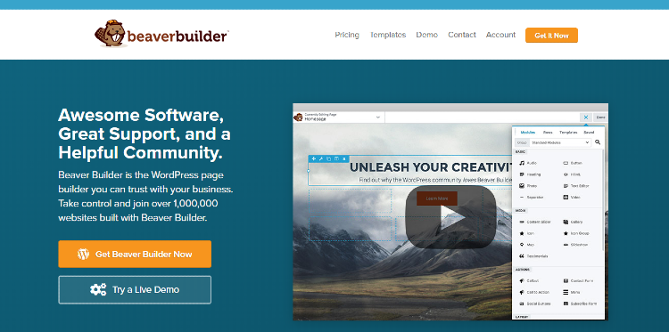 Beaver Builder - popularna wtyczka do strony docelowej WordPress