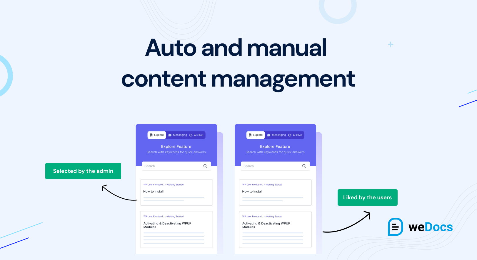 Funzionalità di selezione automatica e manuale dei contenuti del plug-in Documentazione per WordPress