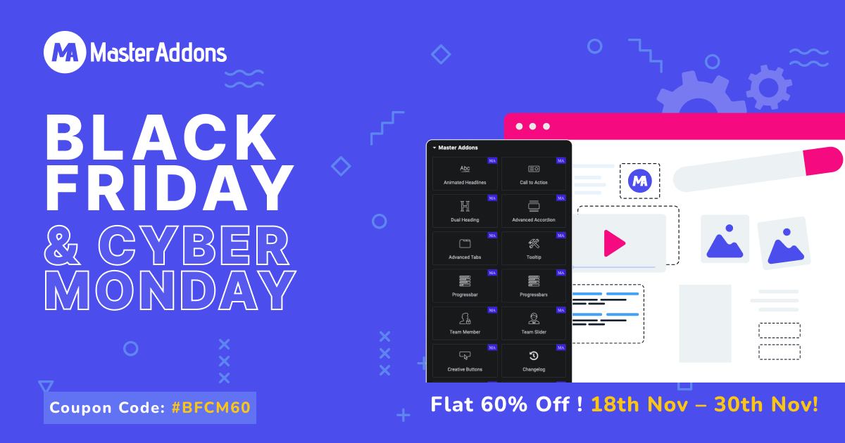 Bannière Master Addons Blackfriday Cybermonday