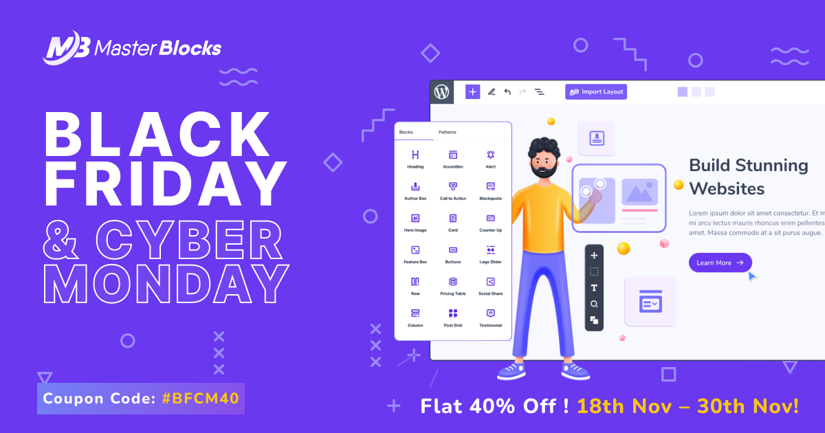 Master Blocks Blackfriday Cybermonday Banner