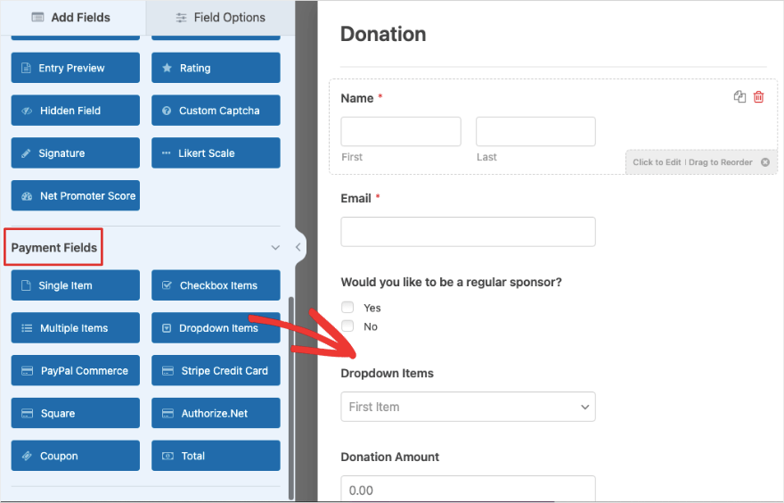 Arrastar e soltar campo em WPForms