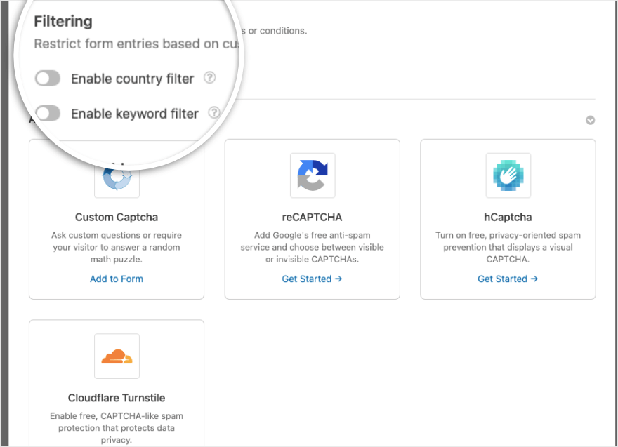 WPForms で地域フィルターを有効にする