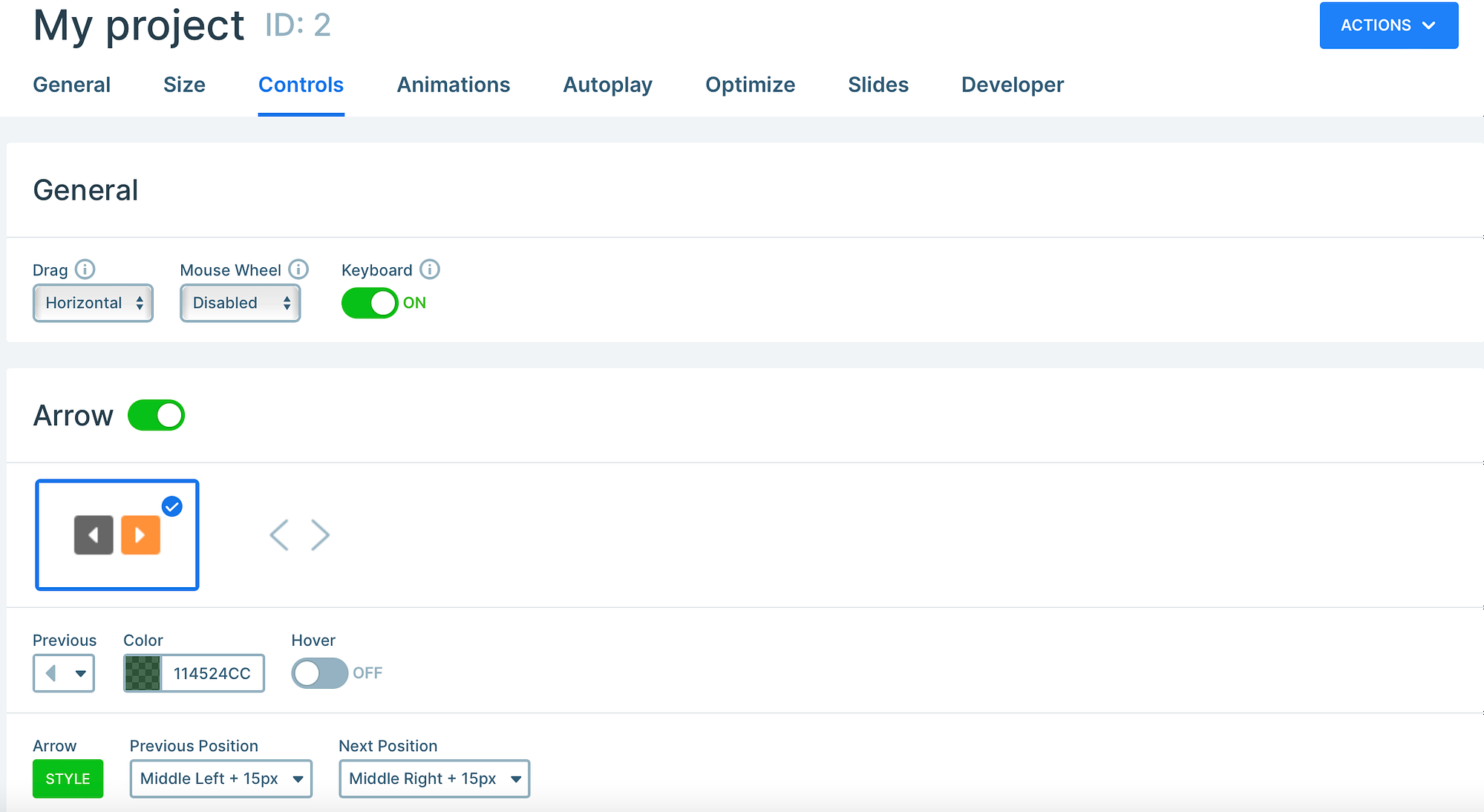 Opciones de personalización de Smart Slider 3.