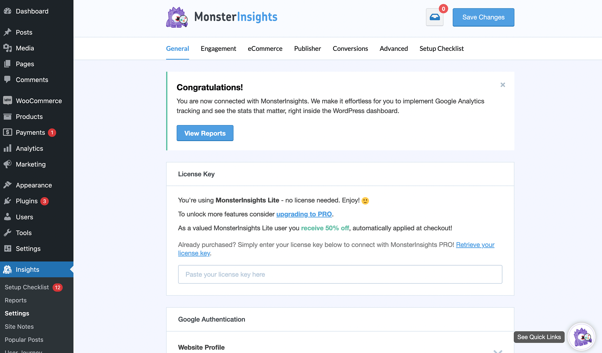 Ikhtisar umum untuk MonsterInsights vs ExactMetrics.