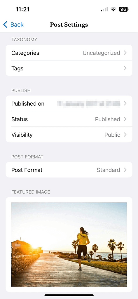 Comment modifier les paramètres des publications dans l'application mobile WordPress.