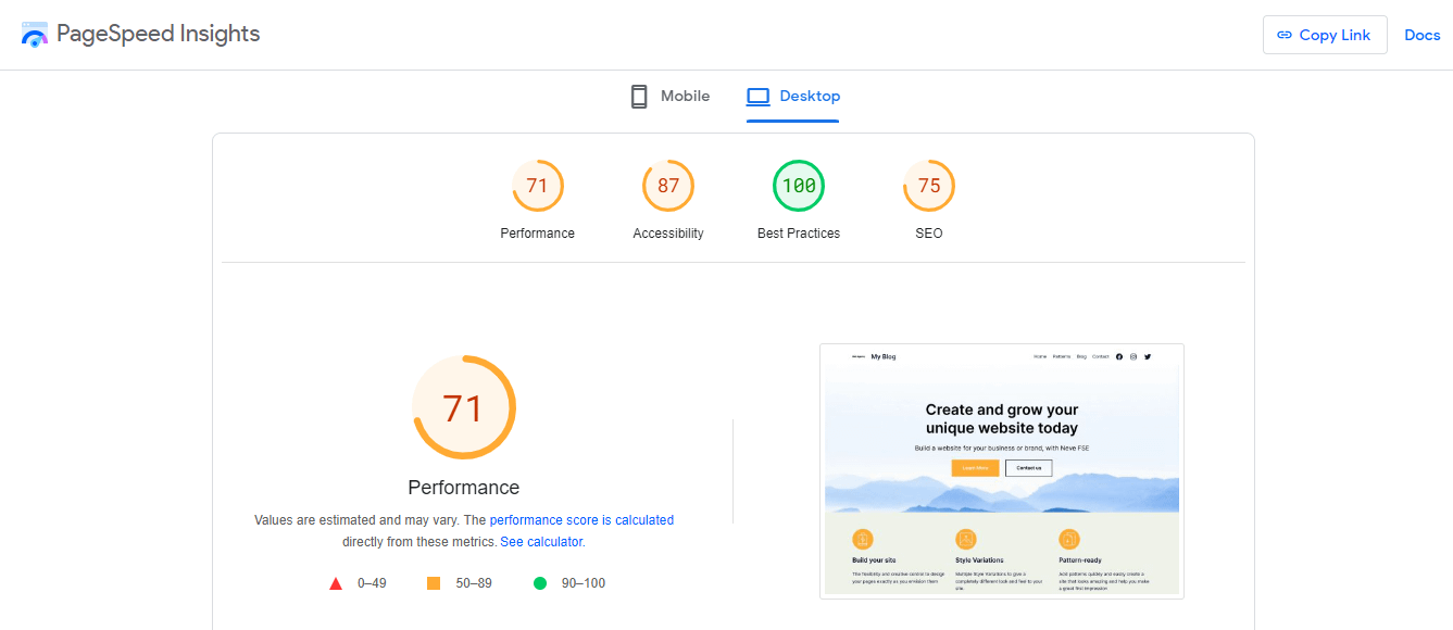 Начальный тест скорости для сравнения WP Optimize и WP Fastest Cache.