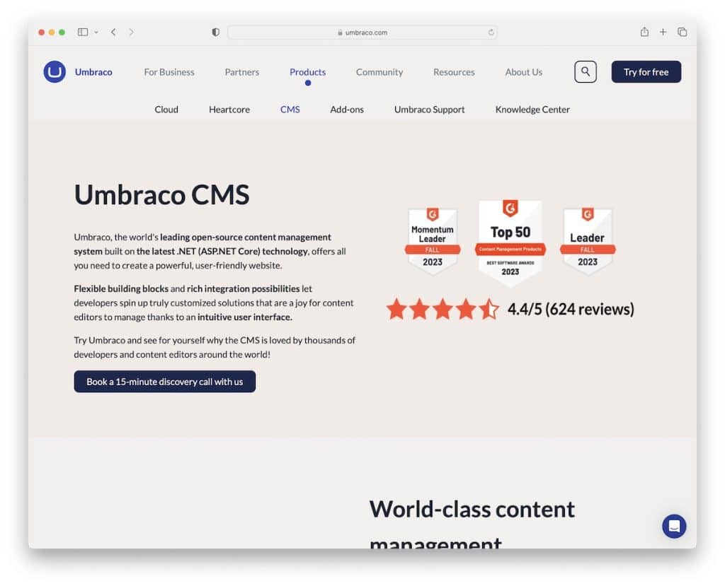 umbraco açık kaynak cms