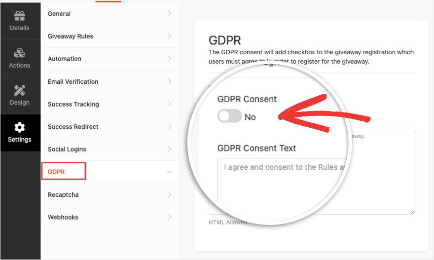 Согласие GDPR в RafflePress